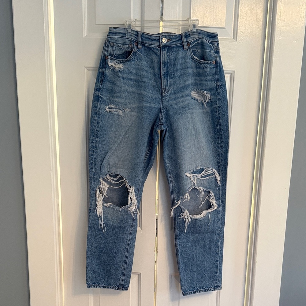 American Eagle Ripped Distressed Blue Boyfriend Jeans